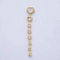 18K Gold Filled Clear, Multicolor Heart CZ Bezel Gradient Drop Bead | B419