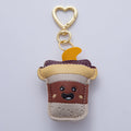18K Gold Filled Coffee Cup Drink Leather Bag Charm Keychain Heart Key Ring Accessories | WB-00231