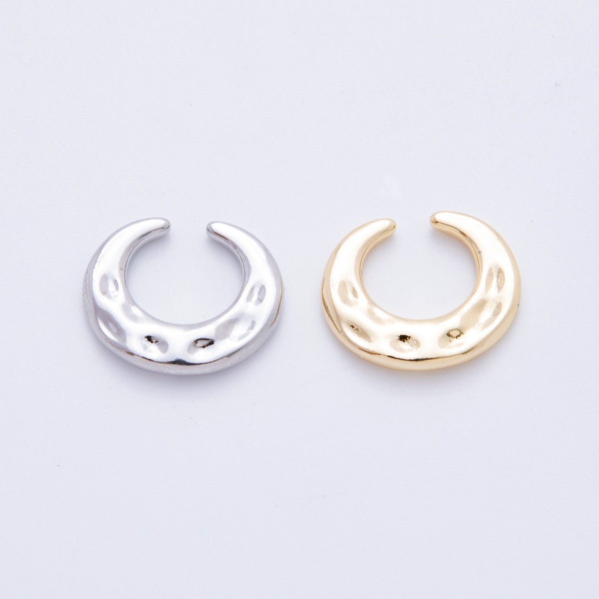 18K Gold Filled Hammered Wide Ear Cuff Earrings in Gold & Silver | AI261