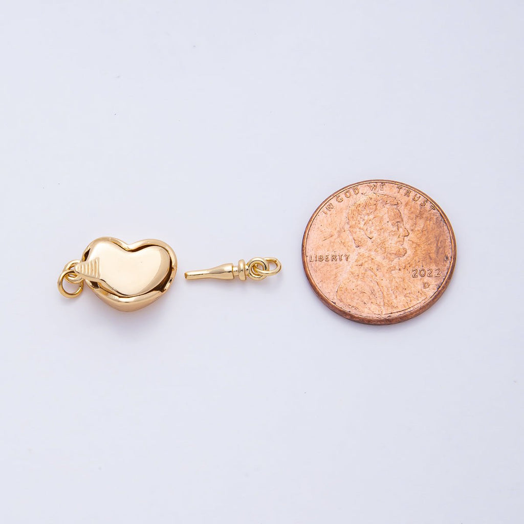18K Gold Filled Heart Push In Closure Clasp Jewelry Findings 19x9mm | Z1452