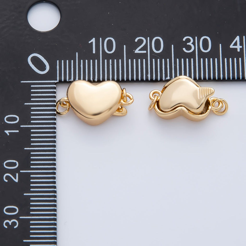18K Gold Filled Heart Push In Closure Clasp Jewelry Findings 19x9mm | Z1452