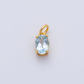 18K Gold Filled 8.8mm Light Blue CZ Oval Birthstone Charm | Charms-00330