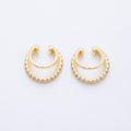 18K Gold Filled Micro Paved CZ Double Band Ear Cuff Earrings in Gold & Silver | AI-00262