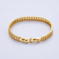 18K Gold Filled Micro Paved CZ Feather Heart Adjustable 7 Inch Chain Bracelet | WA-3888