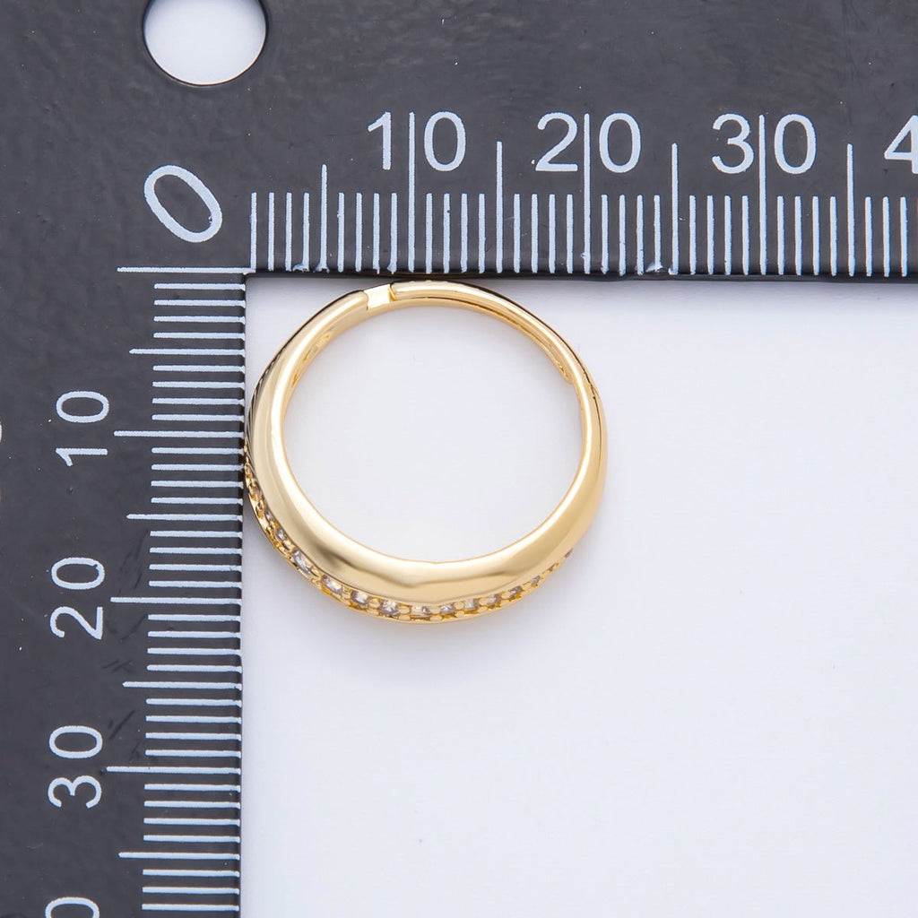 18K Gold Filled Micro Paved CZ Thin Adjustable Band Ring | O005