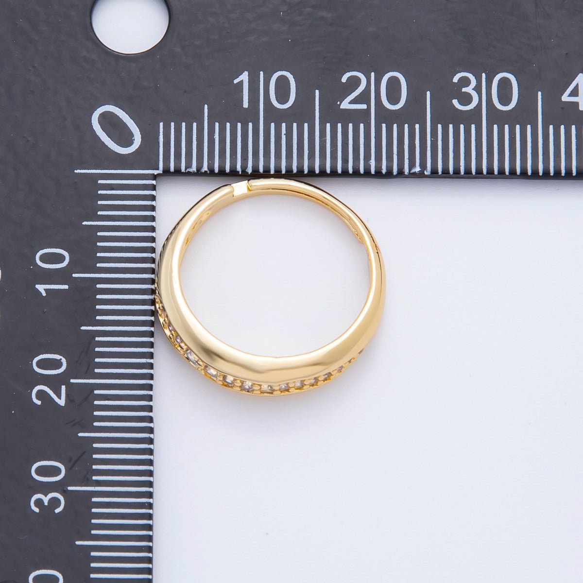 18K Gold Filled Micro Paved CZ Thin Adjustable Band Ring | O005