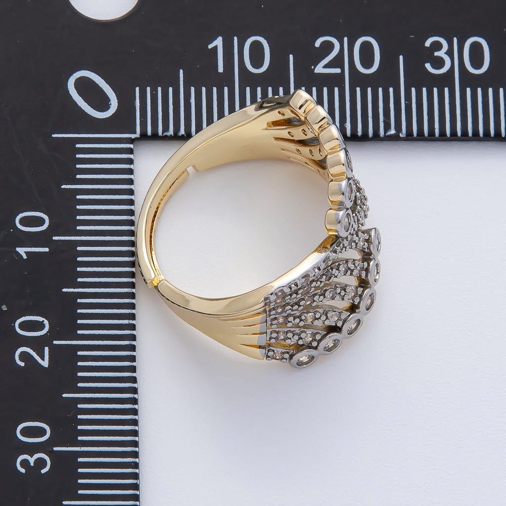 18K Gold Filled Mixed Metal Micro Paved CZ Bezel Wrap Ring | O752