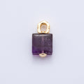 18K Gold Filled Natural Gemstone Square Quilted Drop Charm | AH819 - AH824