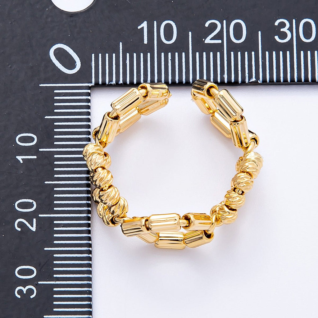 18K Gold Filled Open Textured Geometric Hexagon Ring | Rings-00053