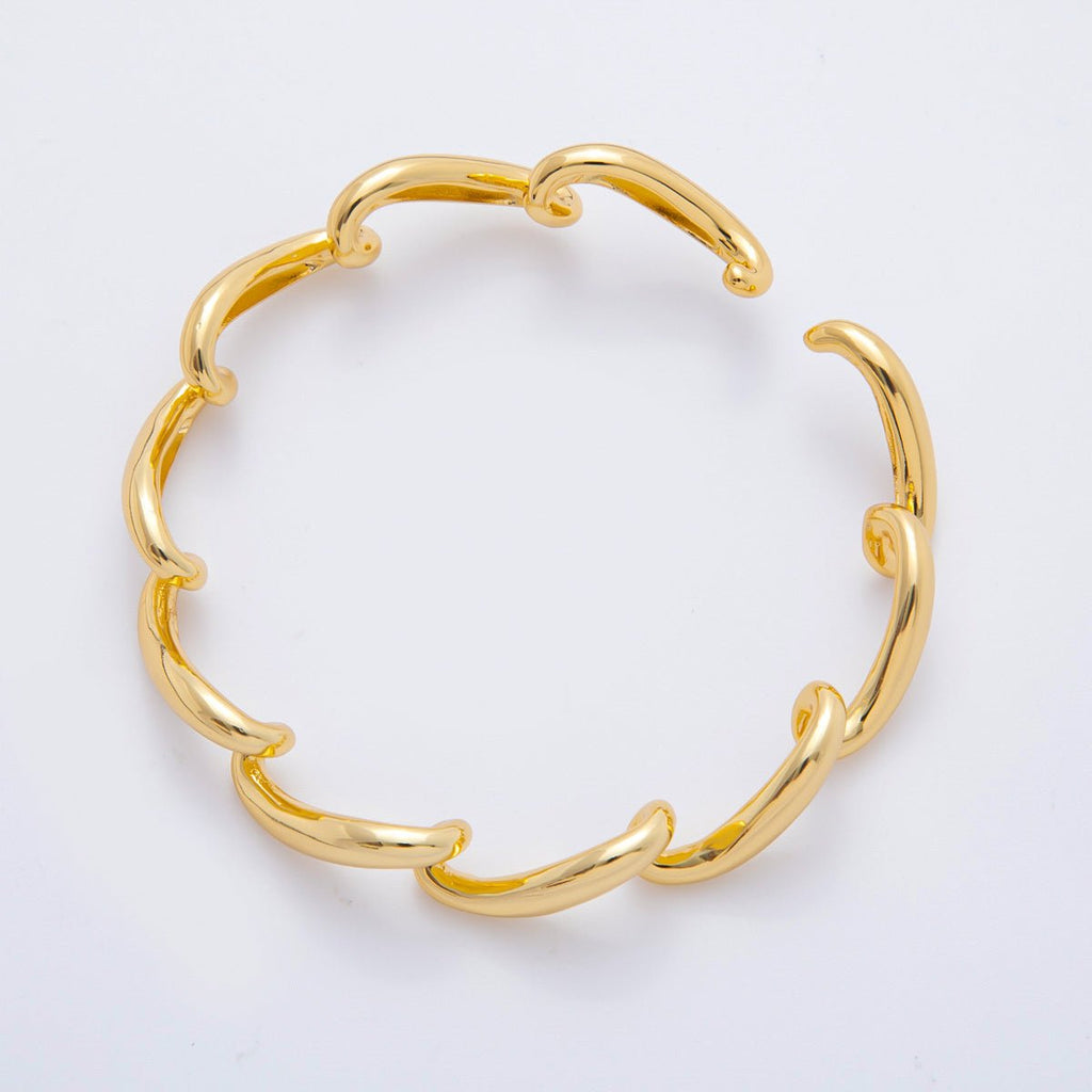 18K Gold Filled Sculptural Abstract Wave Cuff Bracelet in Gold & Silver | WA-03461 WA-03462