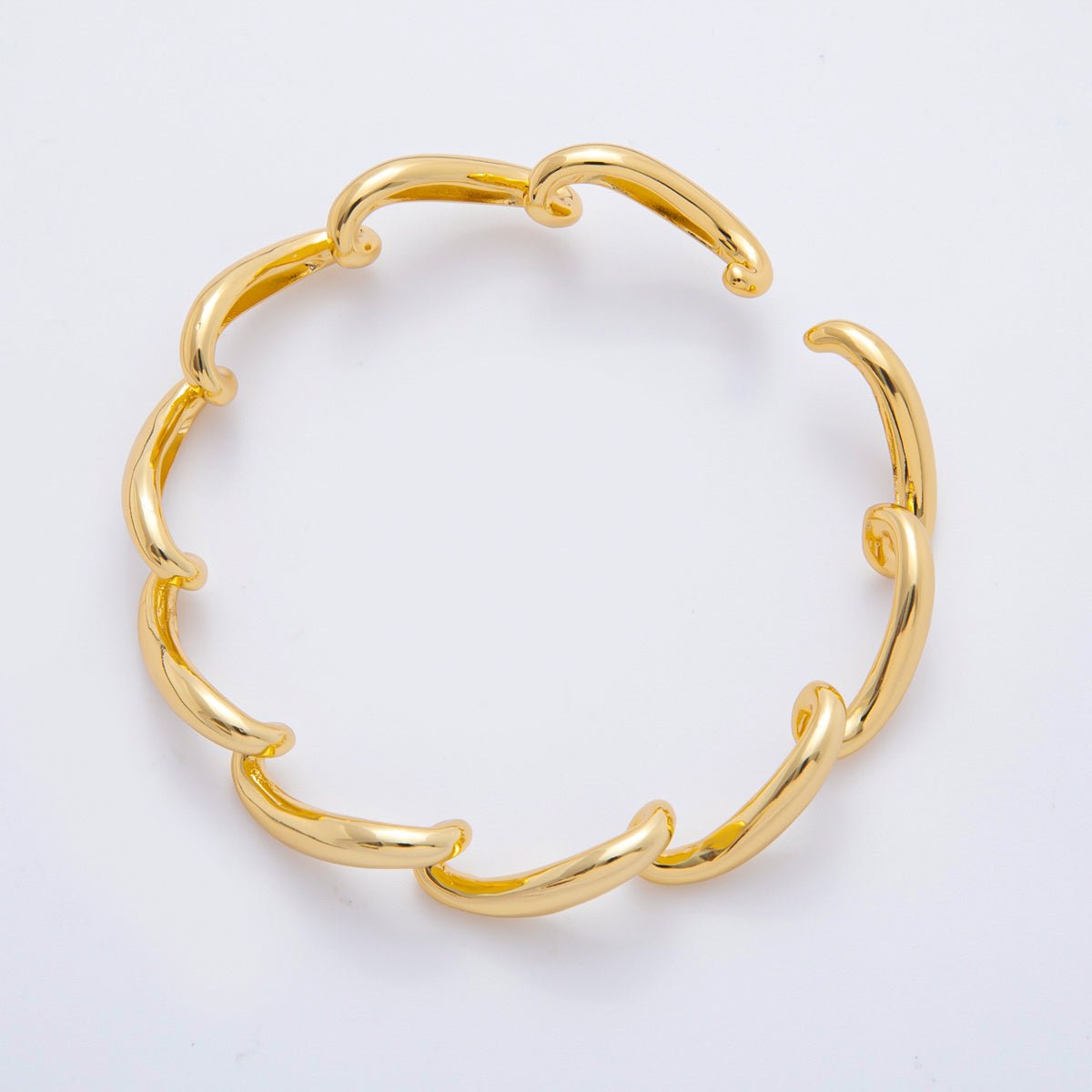 18K Gold Filled Sculptural Abstract Wave Cuff Bracelet in Gold & Silver | WA-03461 WA-03462