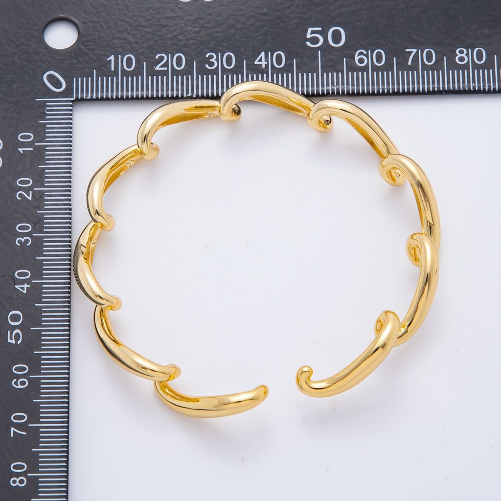 18K Gold Filled Sculptural Abstract Wave Cuff Bracelet in Gold & Silver | WA-03461 WA-03462