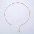 18K Gold Filled Shell Pearl Drop Geometric Edged Collar Necklace | WA-03999