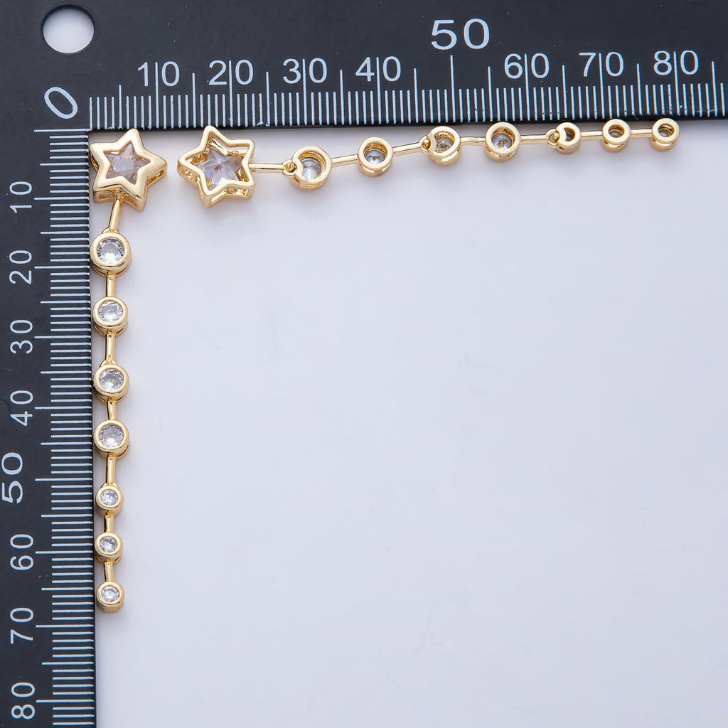 18K Gold Filled Star Round Clear CZ Bezel Drop Bead | B428