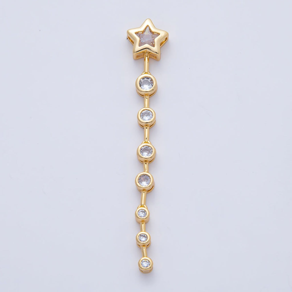 18K Gold Filled Star Round Clear CZ Bezel Drop Bead | B428