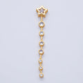 18K Gold Filled Star Round Clear CZ Bezel Drop Bead | B428