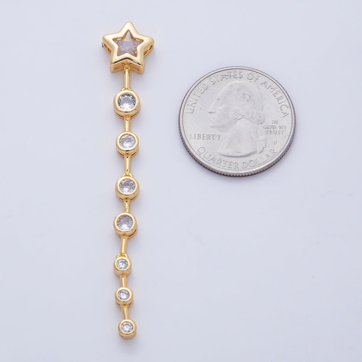 18K Gold Filled Star Round Clear CZ Bezel Drop Bead | B428