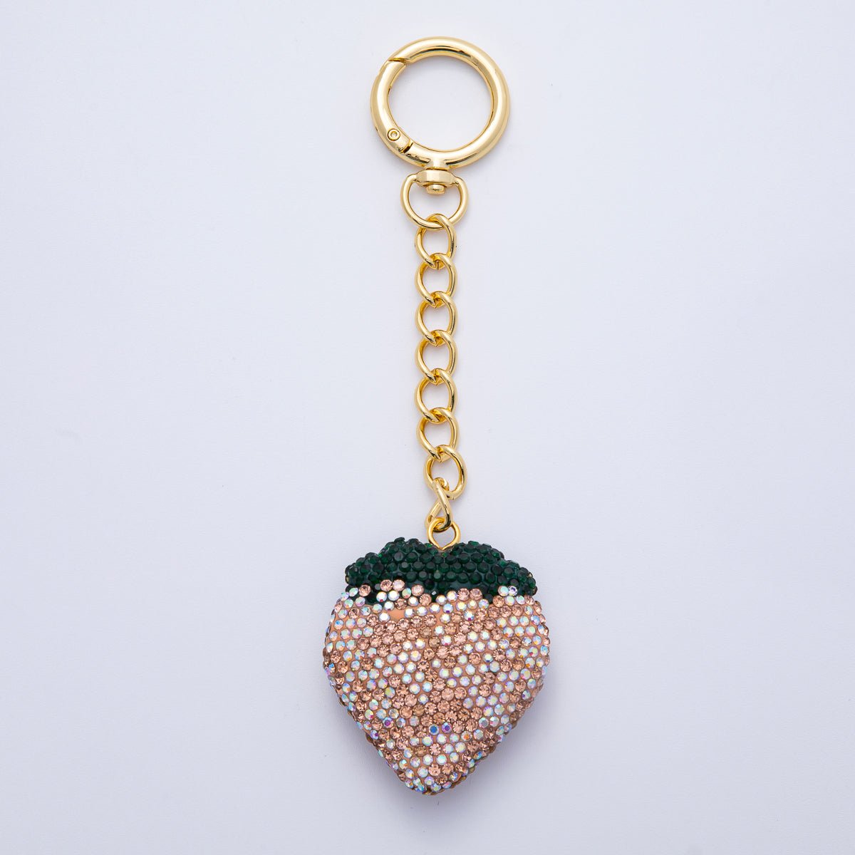 18K Gold Filled Strawberry Bedazzled Bag Charm Keychain Push Gate Accessories | WB-00248 ~ WB-00253