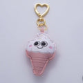 18K Gold Filled Sweet Confetti Pink Ice Cream Dessert Leather Bag Charm Keychain Heart Key Ring Accessories | WB-00230