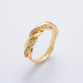 18K Gold Filled Micro Paved CZ Twisted Rope Adjustable Ring in Gold & Mixed Metal | O2006 O2114