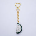 18K Gold Filled Watermelon Bedazzled Bag Charm Heart Push Gate Keychain Accessories | WB-00239