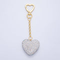 18K Gold Filled White, Red, Pink Bedazzled Heart Bag Charm Keychain Push Gate Key Ring | WB-00255 ~ WB-00257