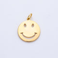 18K Gold PVD Stainless Steel 17mm Smiley Emoticon Open Mini Charm | Charms-00364