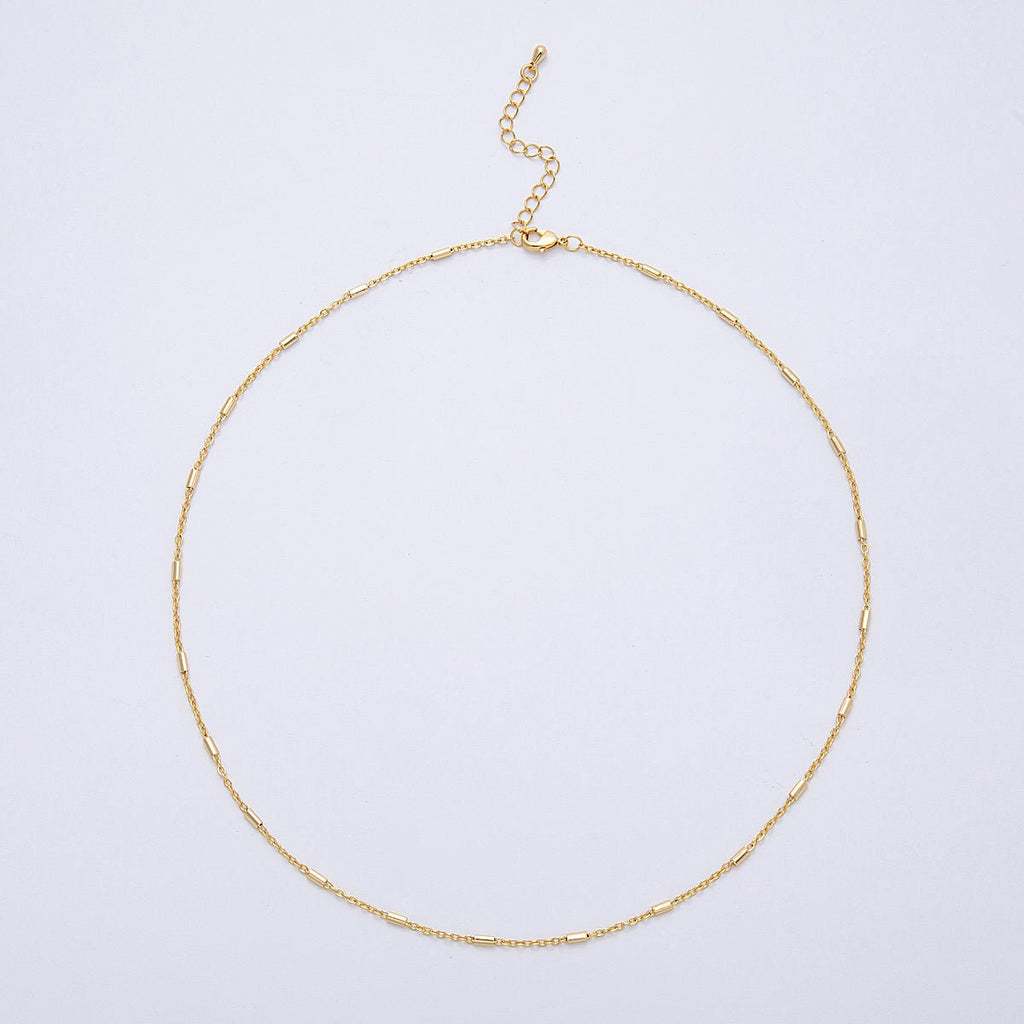 18K Gold PVD Stainless Steel 1.7mm Tube Satellite Chain 18 Inch Necklace w. Extender | WA-04142