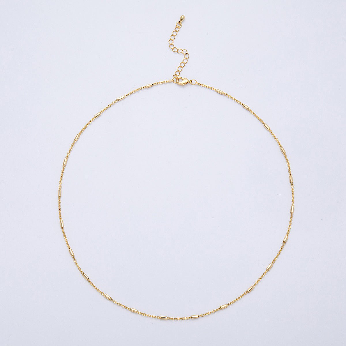 18K Gold PVD Stainless Steel 1.7mm Tube Satellite Chain 18 Inch Necklace w. Extender | WA-04142