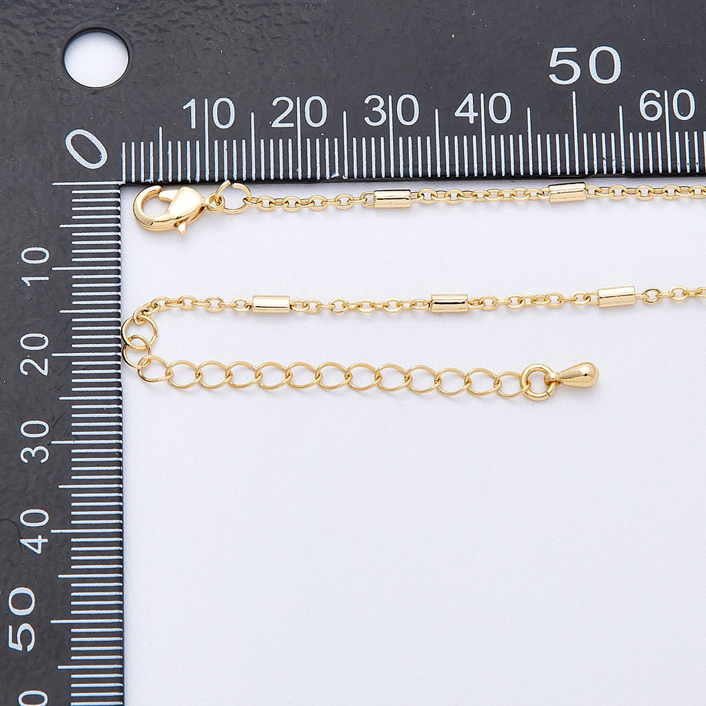 18K Gold PVD Stainless Steel 1.7mm Tube Satellite Chain 20 Inch Necklace w. Extender | WA-04143