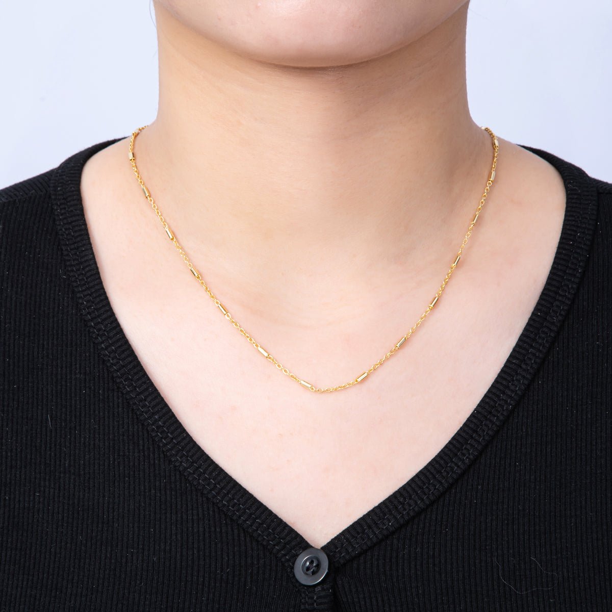 18K Gold PVD Stainless Steel 1.7mm Tube Satellite Chain 20 Inch Necklace w. Extender | WA-04143