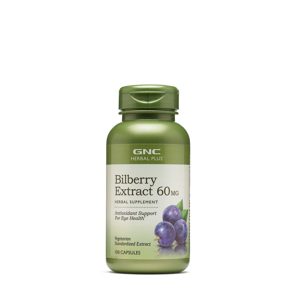 GNC Herbal Plus Bilberry Extract 60mg, 100 Capsules