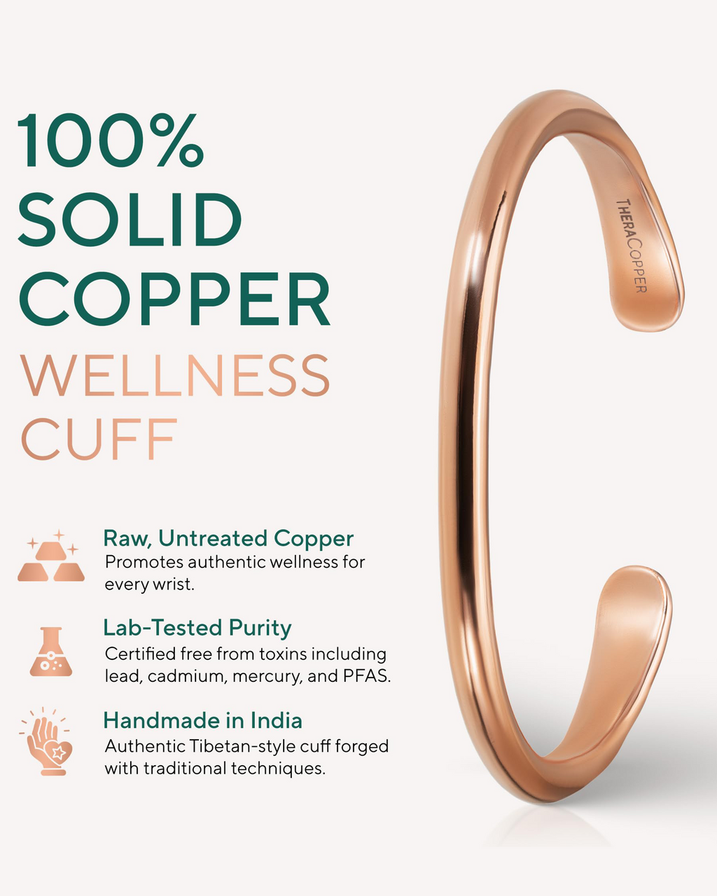 Pure Copper Cuff Bracelet – Barrel