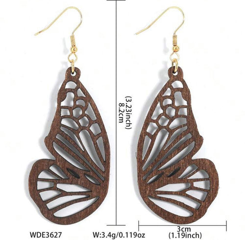 Beautiful Butterfly Wood Earrings