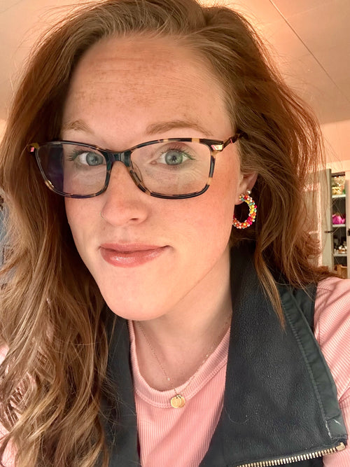 Beautiful Bright Beaded Hoop Earrings