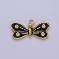 24K Gold Filled 14mm Black, Red, Pink Enamel CZ Dotted Charm | E765 - E767