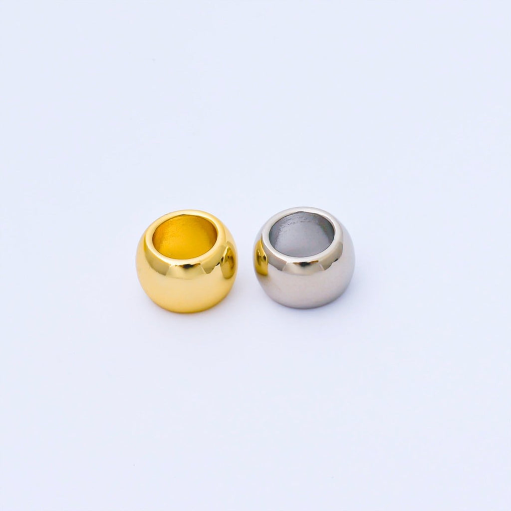 24K Gold Filled 10mm x 6.5mm Minimalist Dome Bead in Gold & Silver | B488