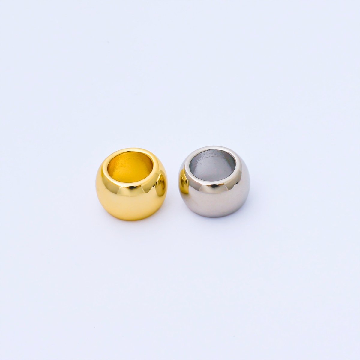 24K Gold Filled 10mm x 6.5mm Minimalist Dome Bead in Gold & Silver | B488