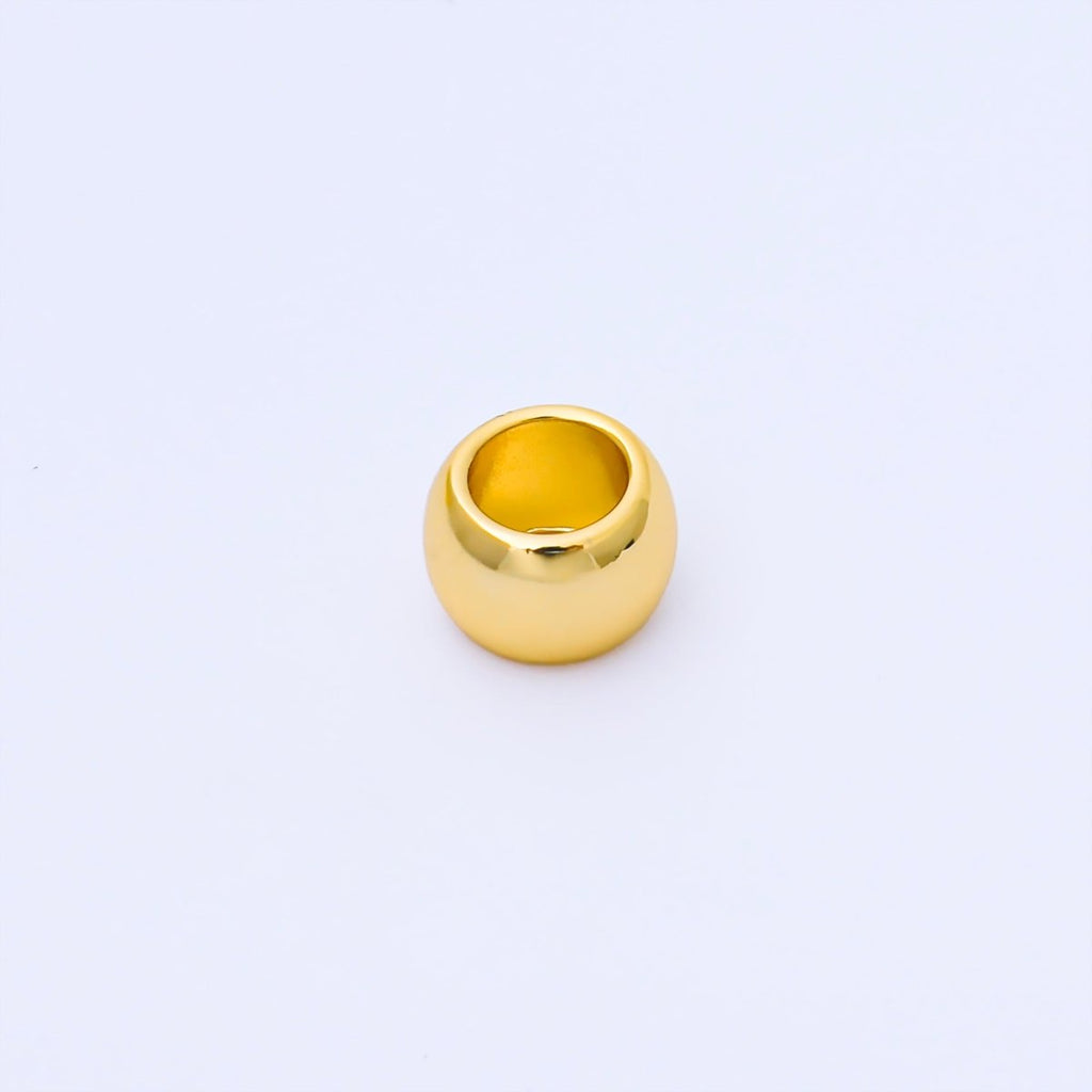 24K Gold Filled 10mm x 6.5mm Minimalist Dome Bead in Gold & Silver | B488