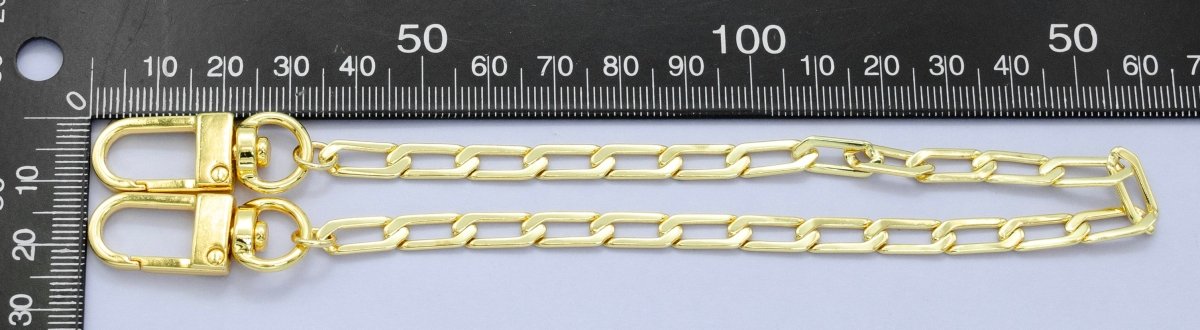 24K Gold Filled 11.5 Inch Paperclip Curb Chain Bag Purse Charm Keychain Findings | WA-2940