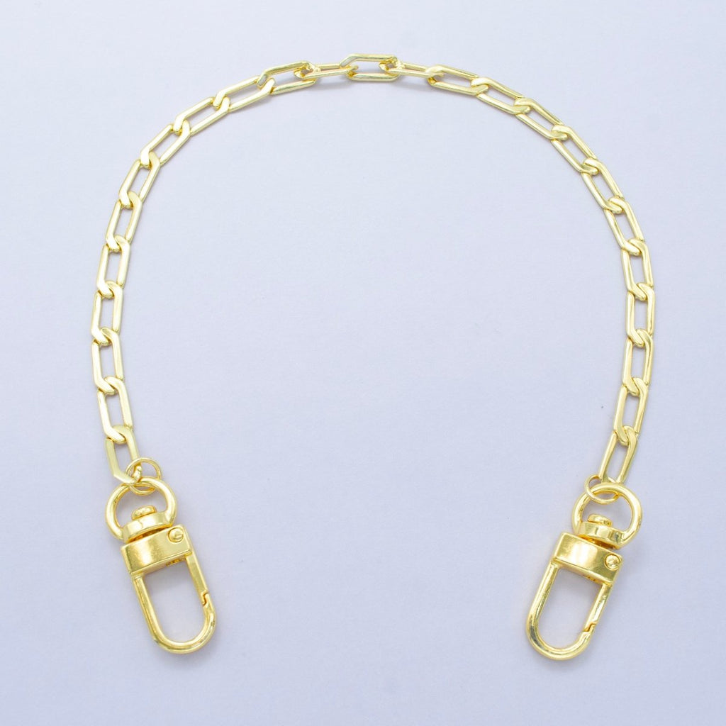 24K Gold Filled 11.5 Inch Paperclip Curb Chain Bag Purse Charm Keychain Findings | WA-2940