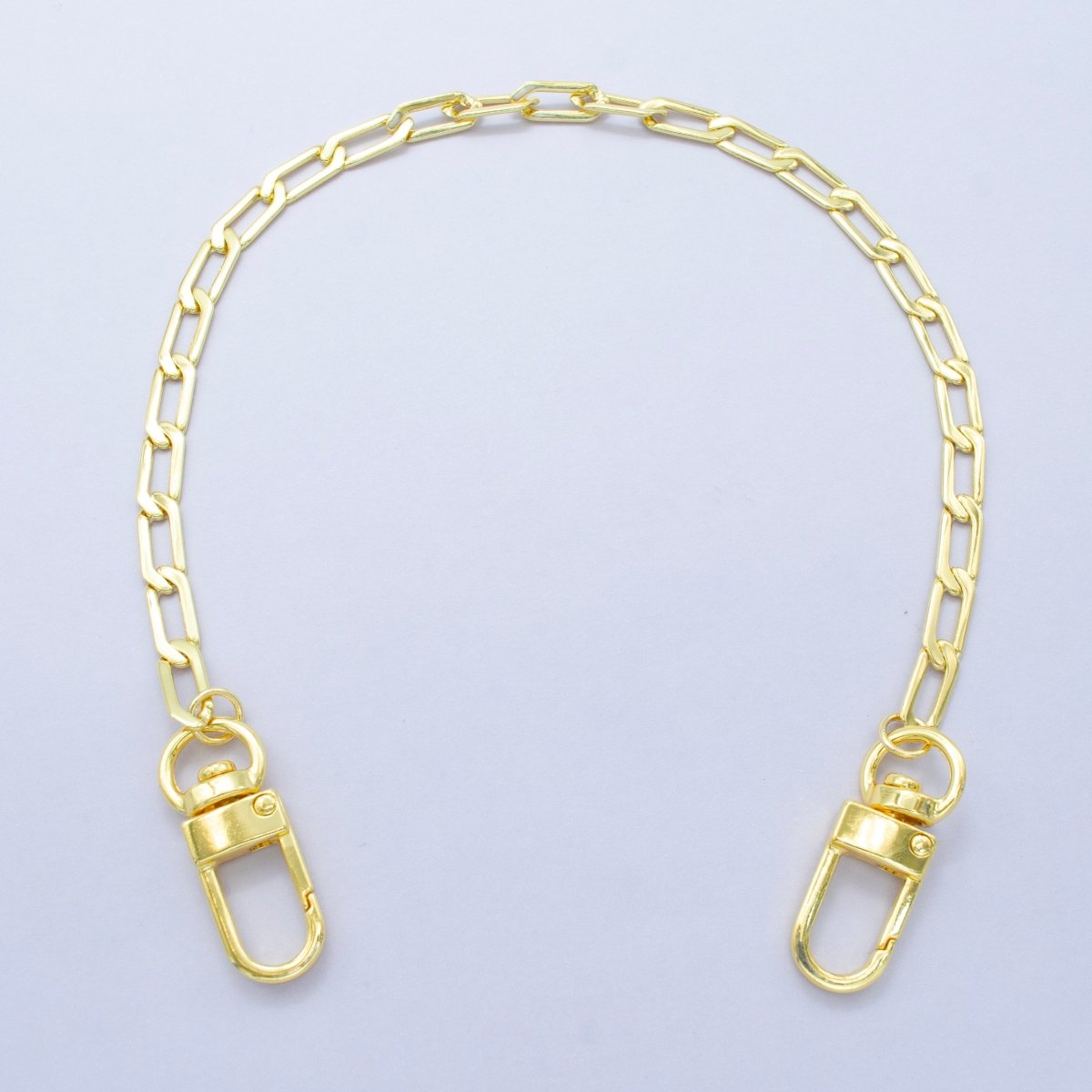 24K Gold Filled 11.5 Inch Paperclip Curb Chain Bag Purse Charm Keychain Findings | WA-2940