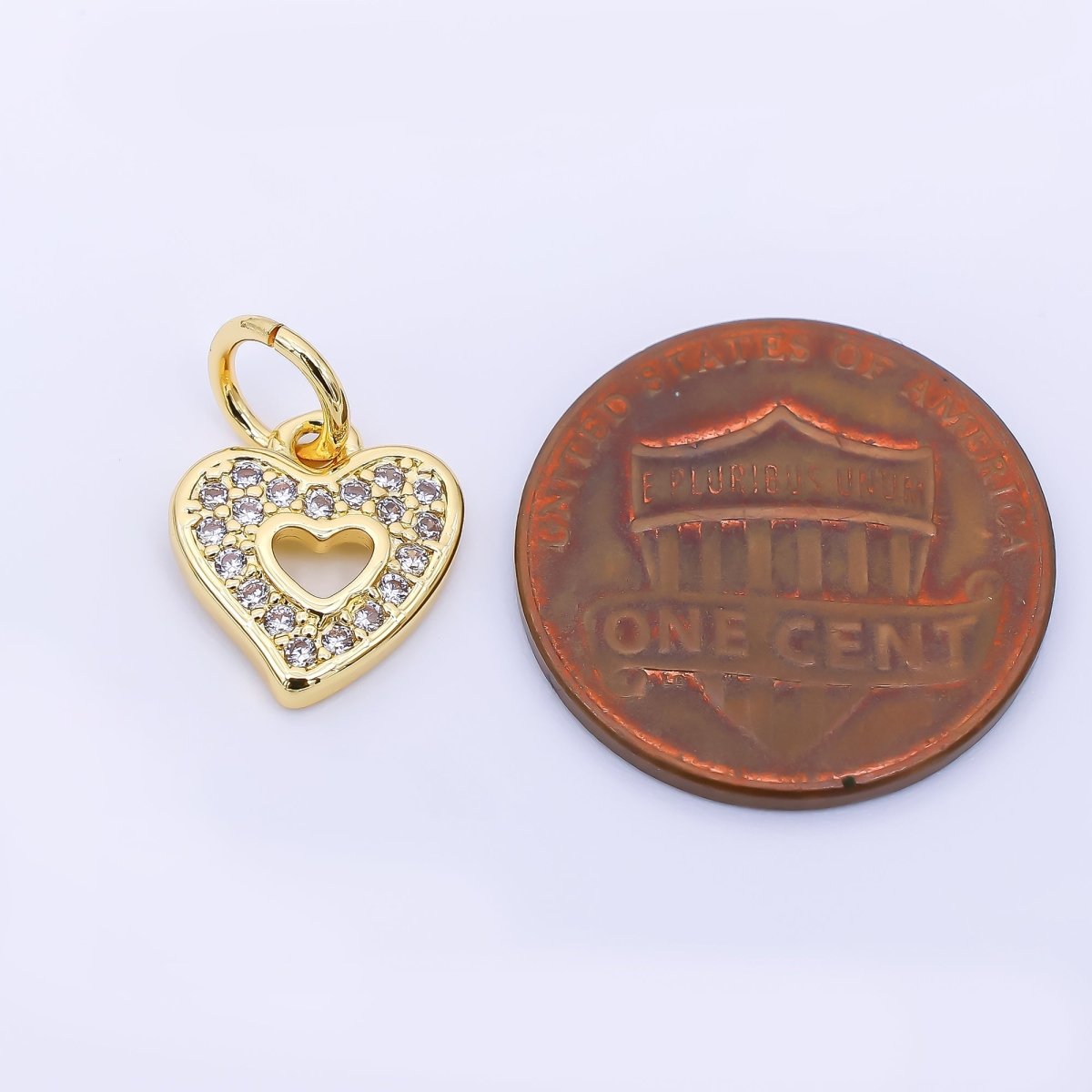 24K Gold Filled 11.5mm Micro Paved CZ Open Heart Mini Charm | AH560