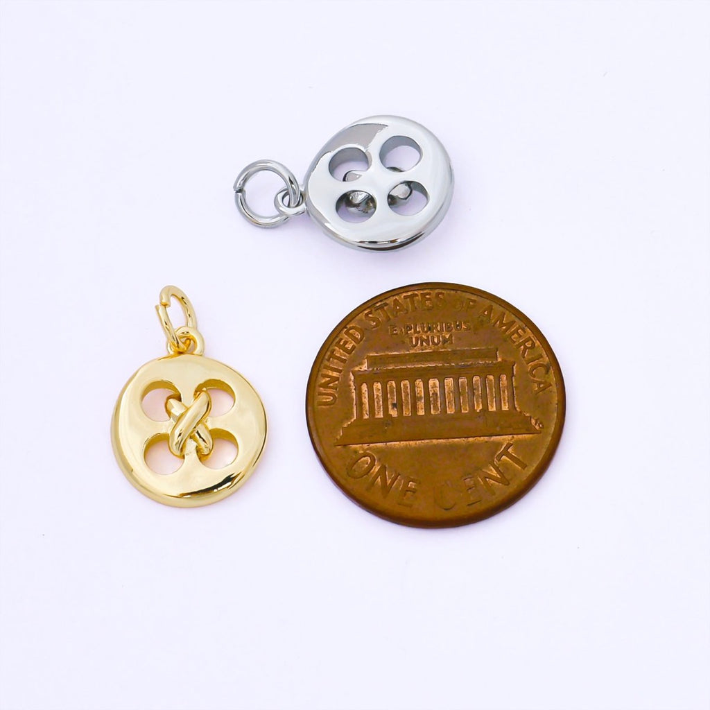 24K Gold Filled 11mm Clothes Buttons Round Charm in Gold & Silver | AF1549