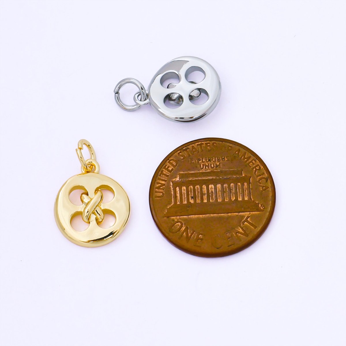 24K Gold Filled 11mm Clothes Buttons Round Charm in Gold & Silver | AF1549