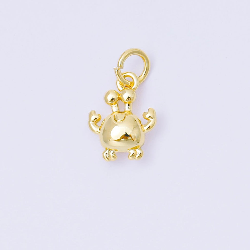 24K Gold Filled 11mm Sea Crab 3D Multidimensional Charm in Gold & Silver | AF1256