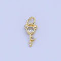 24K Gold Filled 12.5mm Clear CZ Mouse Key Charm in Gold & Silver | AJ-00473