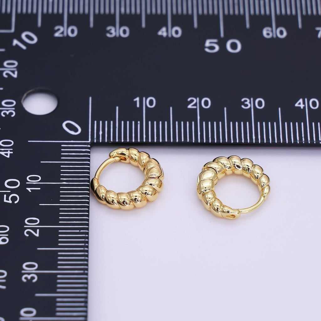 24K Gold Filled 12.5mm Minimalist Croissant Cartilage Huggie Earrings | T179