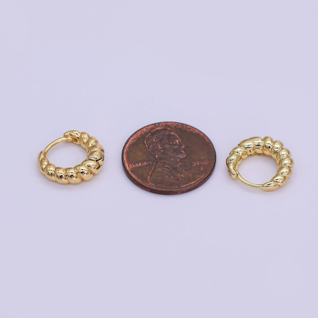 24K Gold Filled 12.5mm Minimalist Croissant Cartilage Huggie Earrings | T179