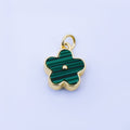 24K Gold Filled 12mm Double Sided Daisy Charm Malachite Flower Jewelry | AF1620